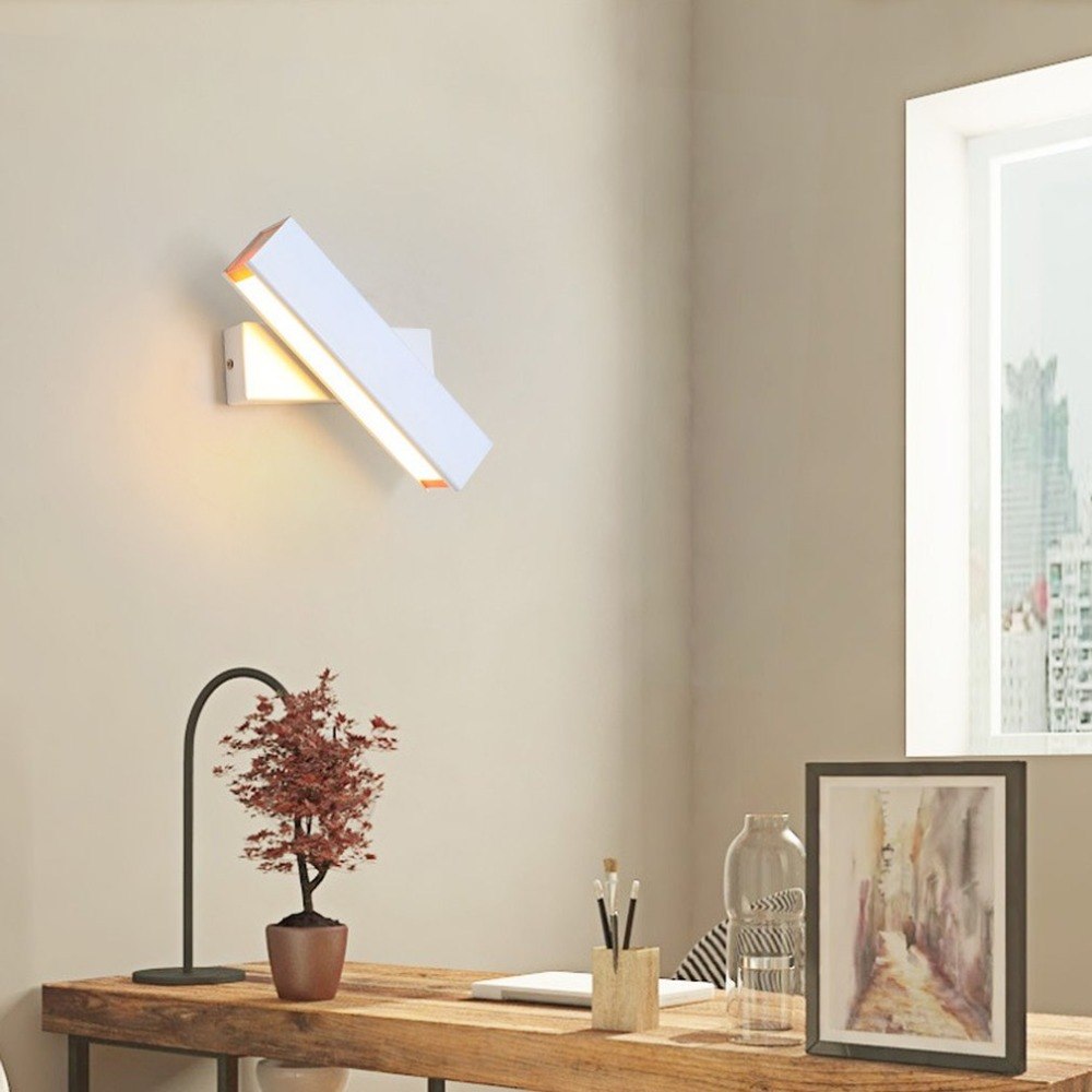 Modern Nordic Solid Wood LED Rotated Wall Lamp Bedside Night Light Bedroom Living Room Light Fixture Wall Decor Art Lamp Light